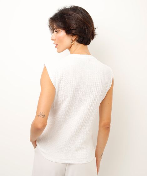 regata decote redondo texturizada off white