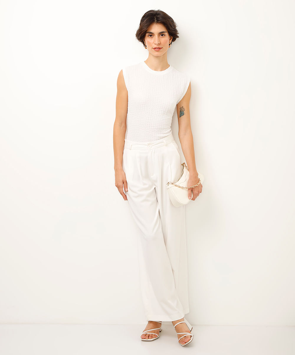 regata decote redondo texturizada off white