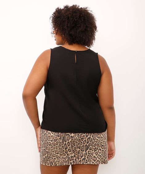 regata de viscose plus size preta