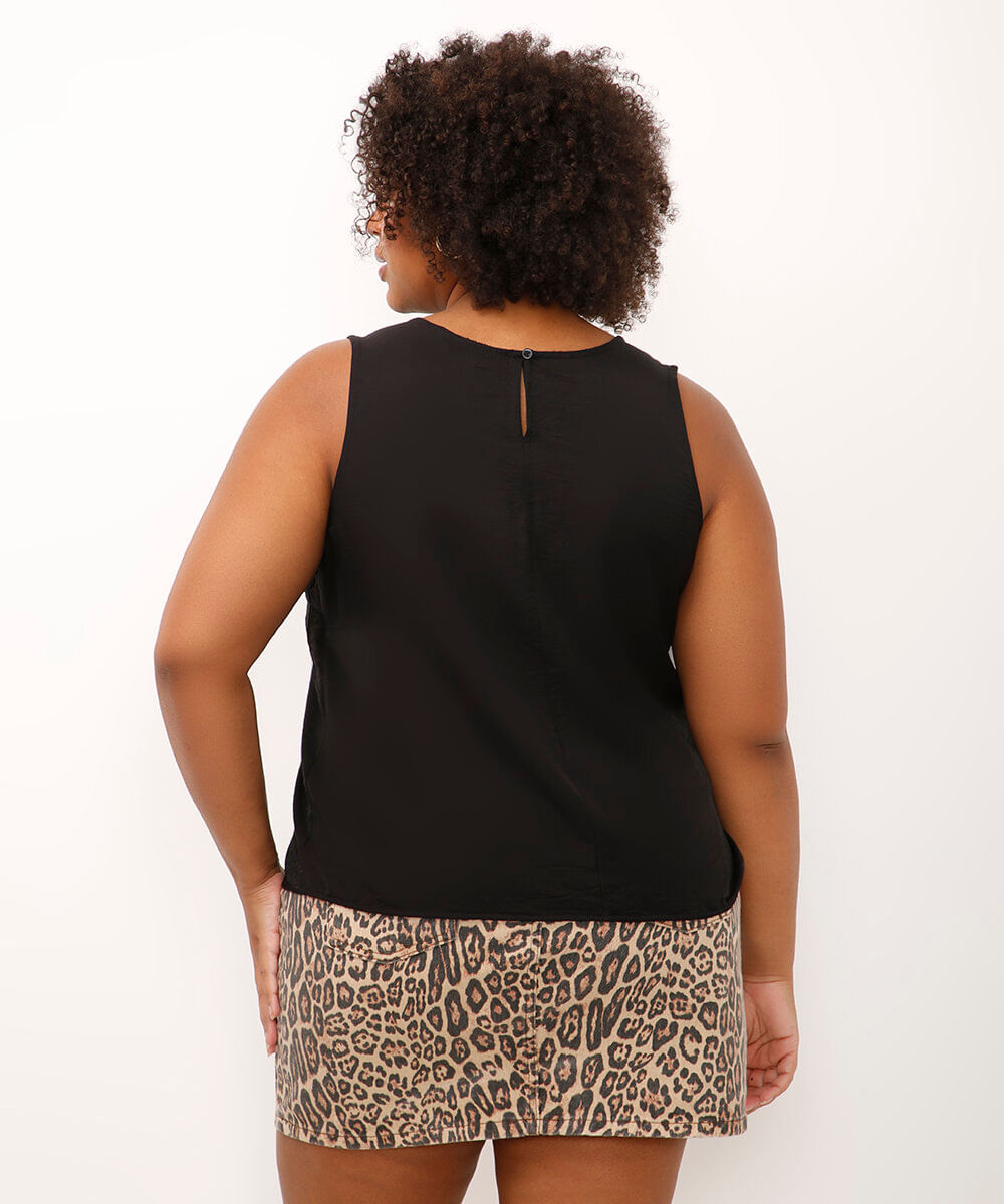 regata de viscose plus size preta