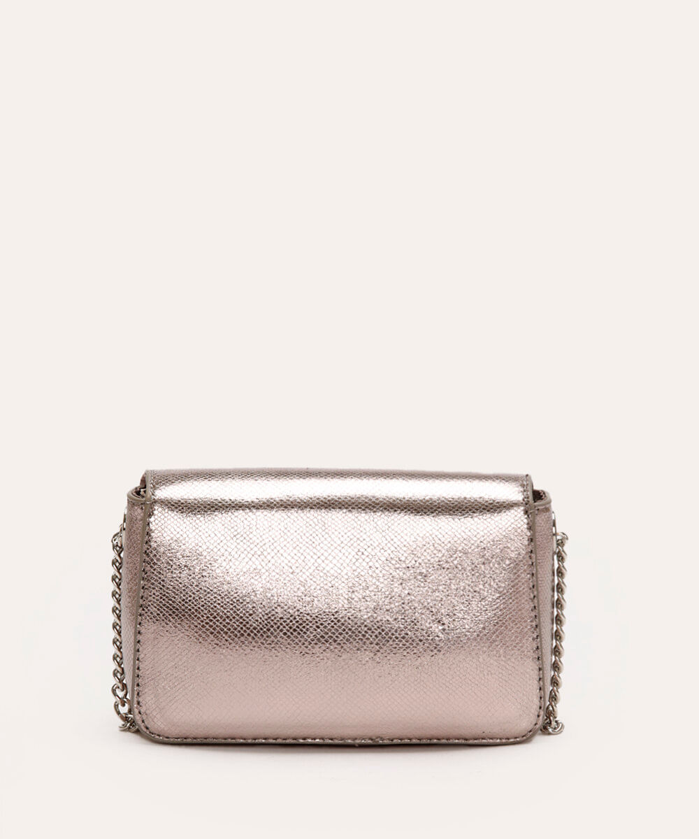 bolsa tiracolo texturizada metalizada cinza