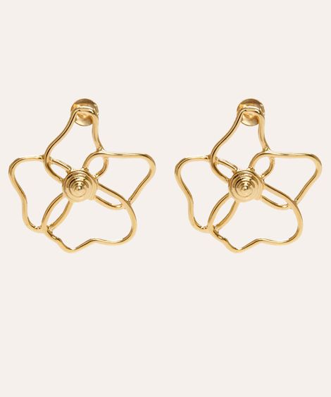 brinco floral dourado