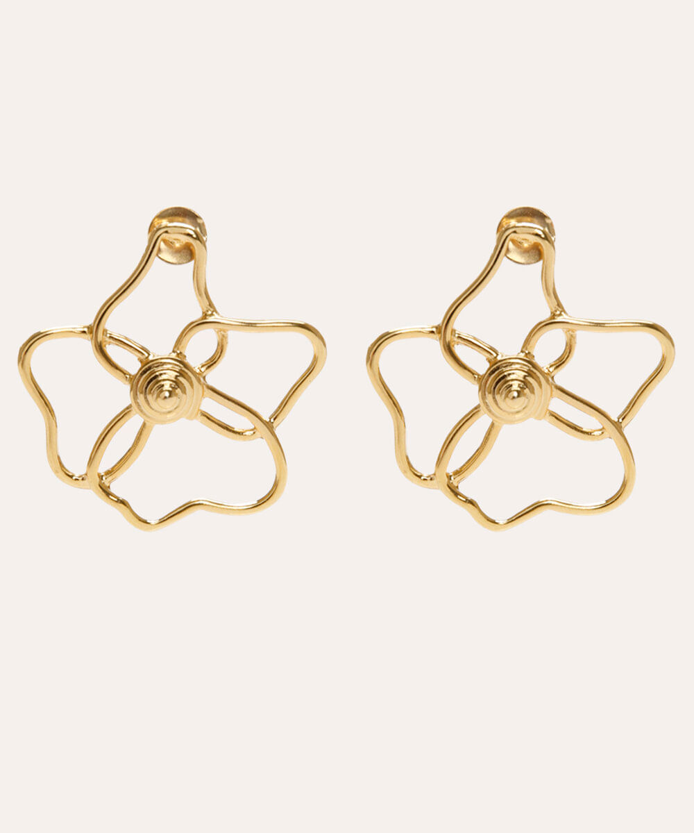 brinco floral dourado