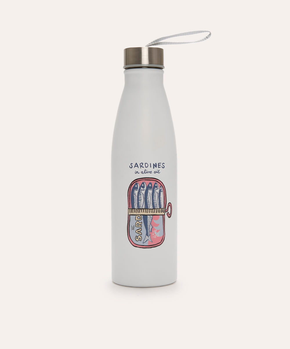 garrafa de metal sardinhas 750ml branca