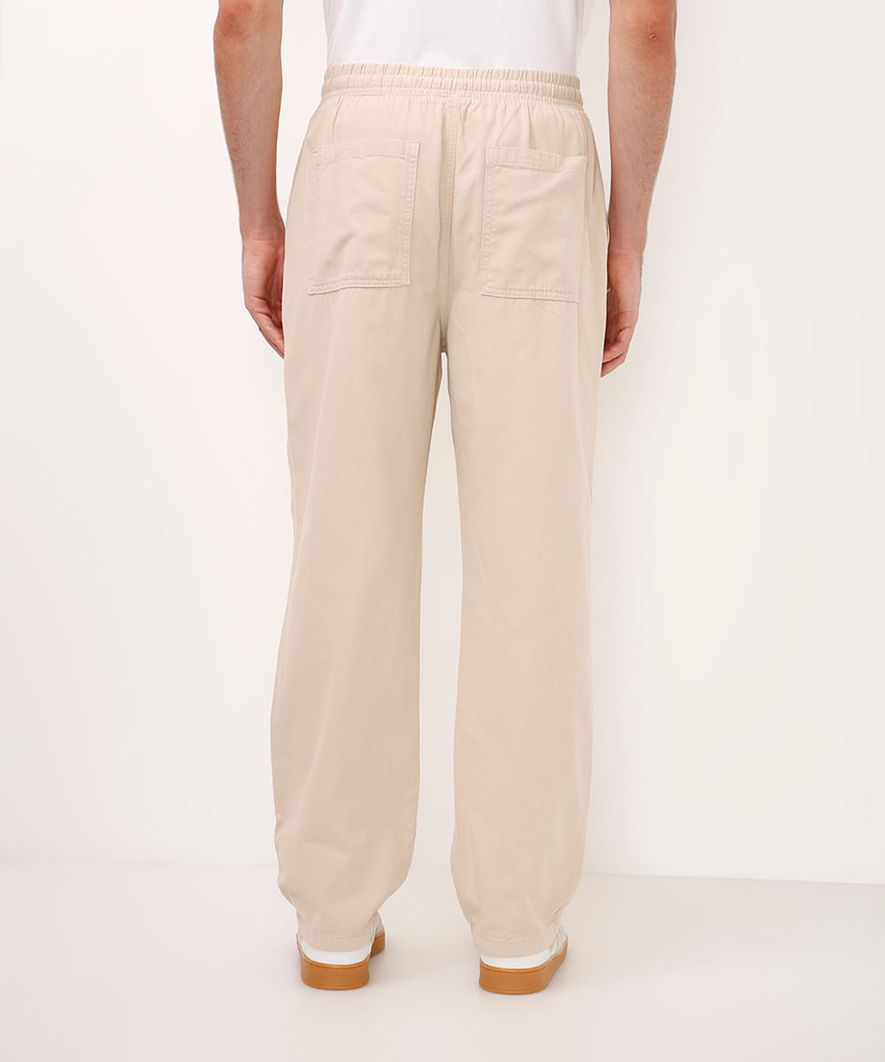 calça jogger de sarja bege