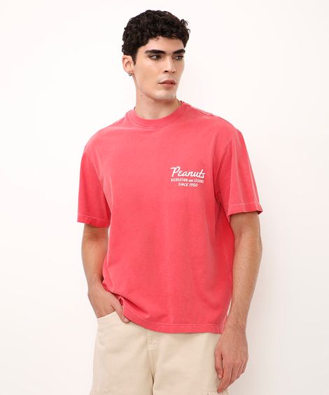camiseta de algodão snoopy vermelha