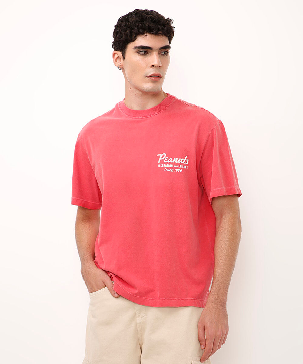 camiseta de algodão snoopy vermelha