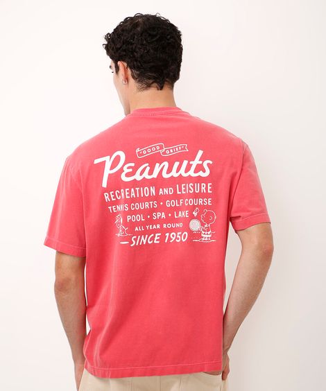 camiseta de algodão snoopy vermelha