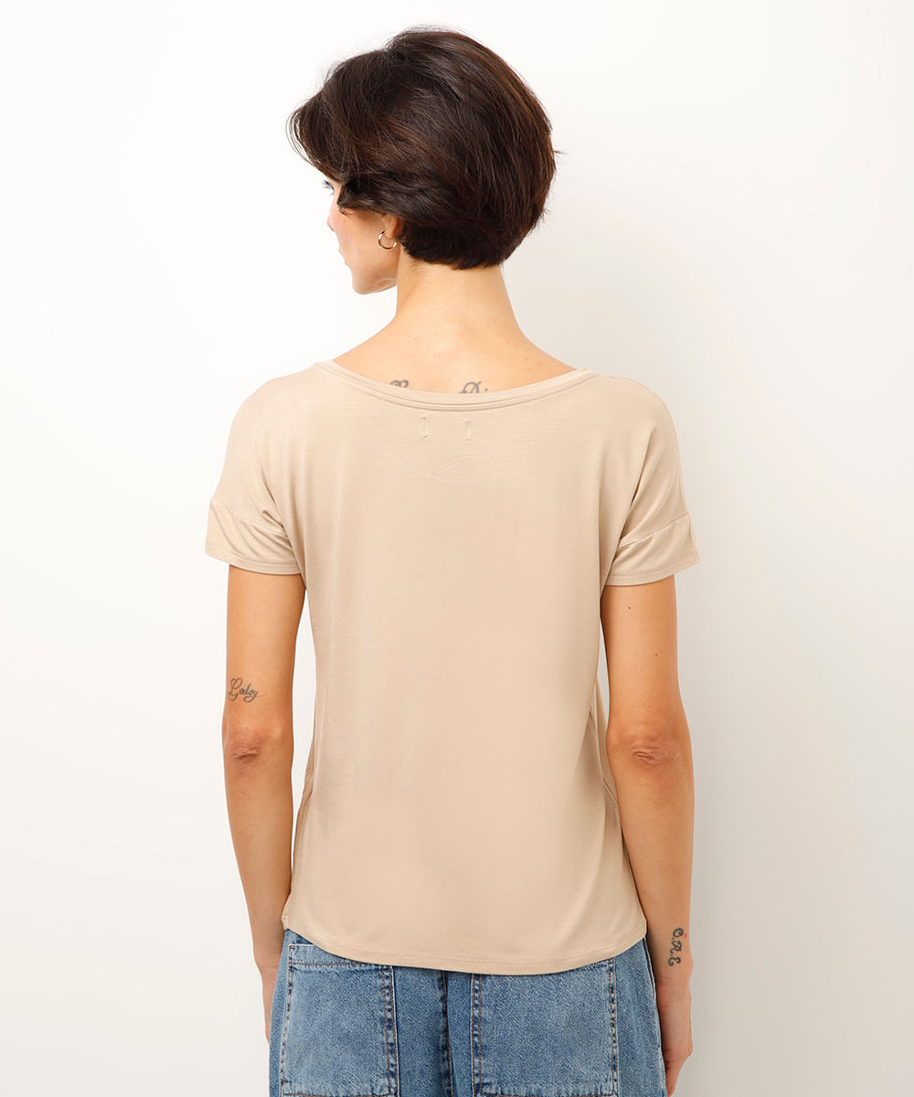 blusa de viscose folhagem com paetê bege