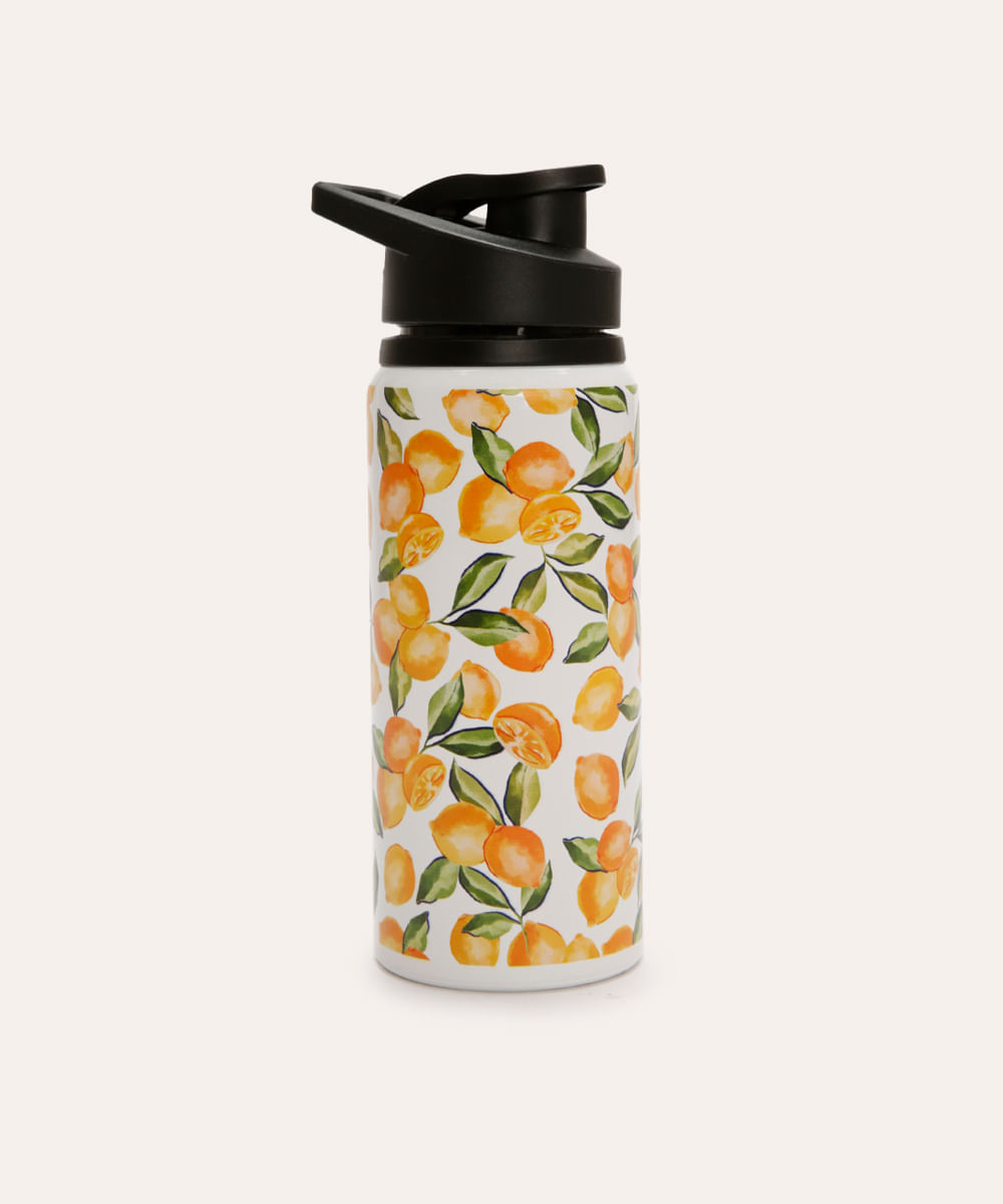 garrafa de metal limão branca