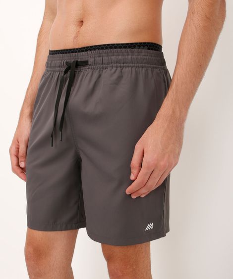 short reto com cós duplo esportivo ace cinza