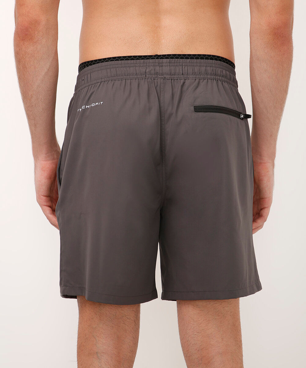 short reto com cós duplo esportivo cinza
