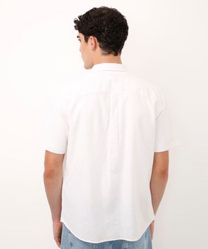 camisa comfort com linho manga curta branca