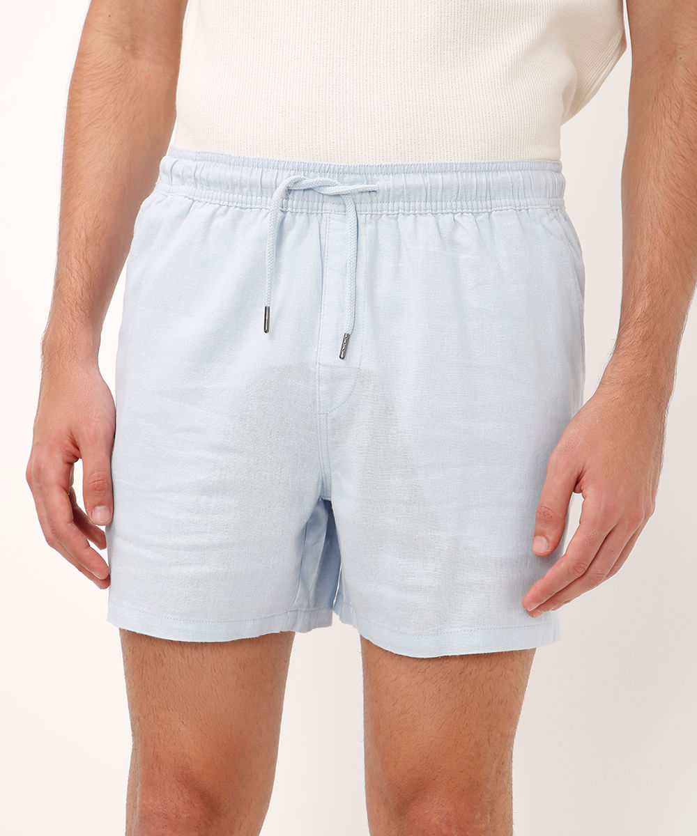 bermuda cós elástico com bolsos azul