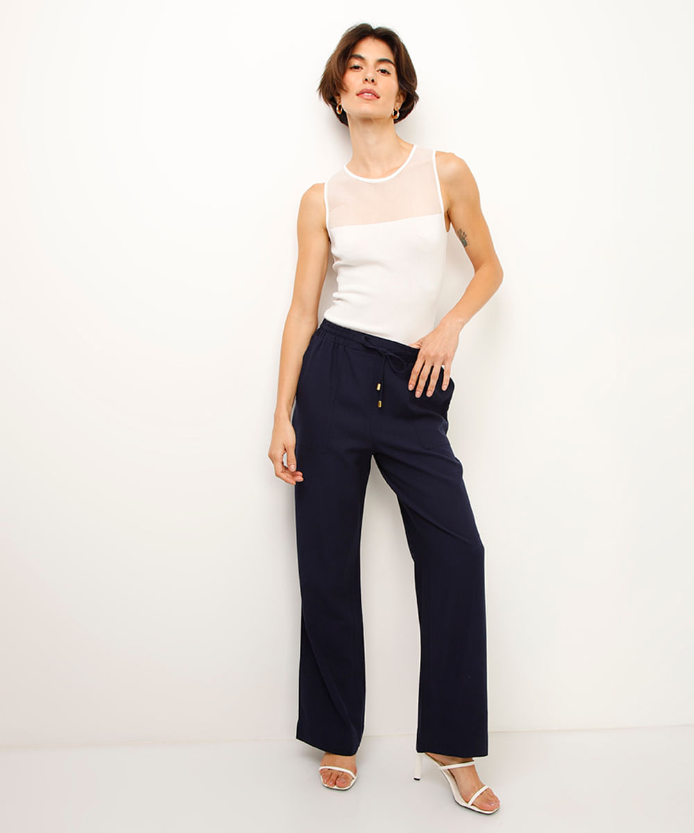 regata de tricot com recorte off white