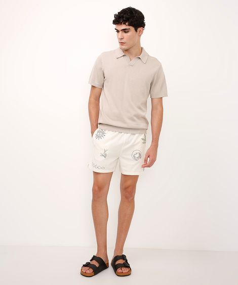 short de algodão com bordado místicos off white