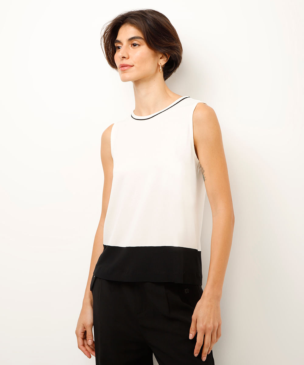 regata de viscose com recorte off white