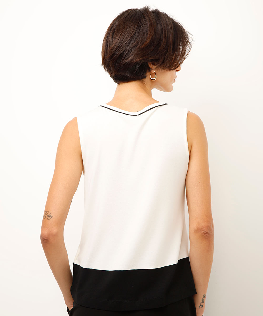 regata de viscose com recorte off white