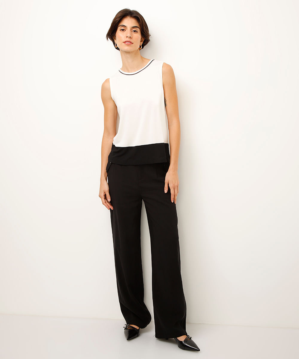 regata de viscose com recorte off white