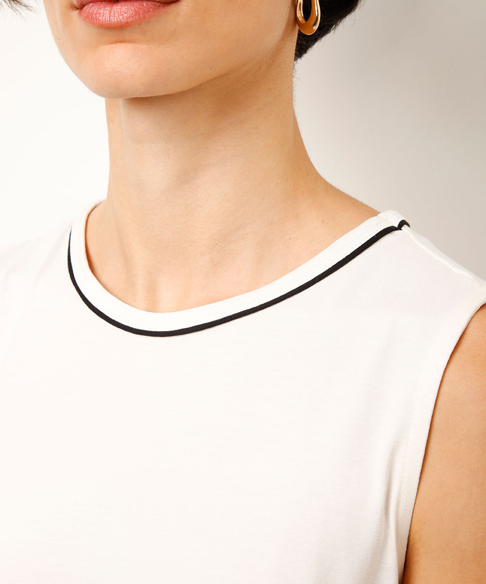 regata de viscose com recorte off white