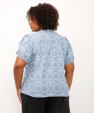 blusa de laise floral plus size mindset azul