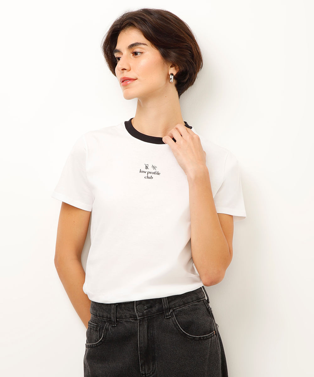 camiseta de algodão low profile club off white