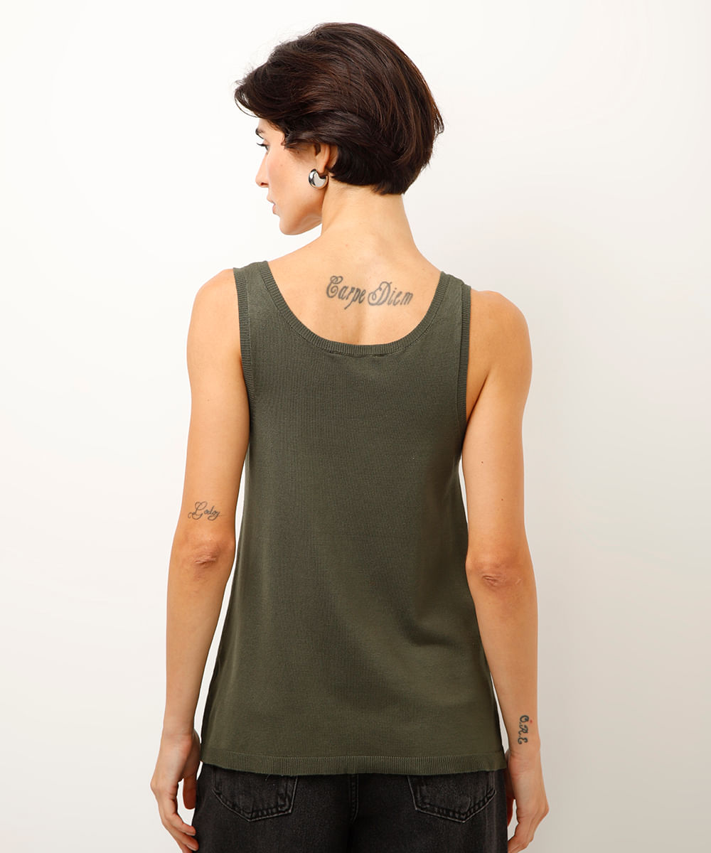 regata básica de tricot verde