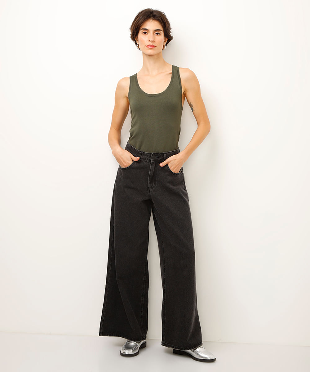 regata básica de tricot verde