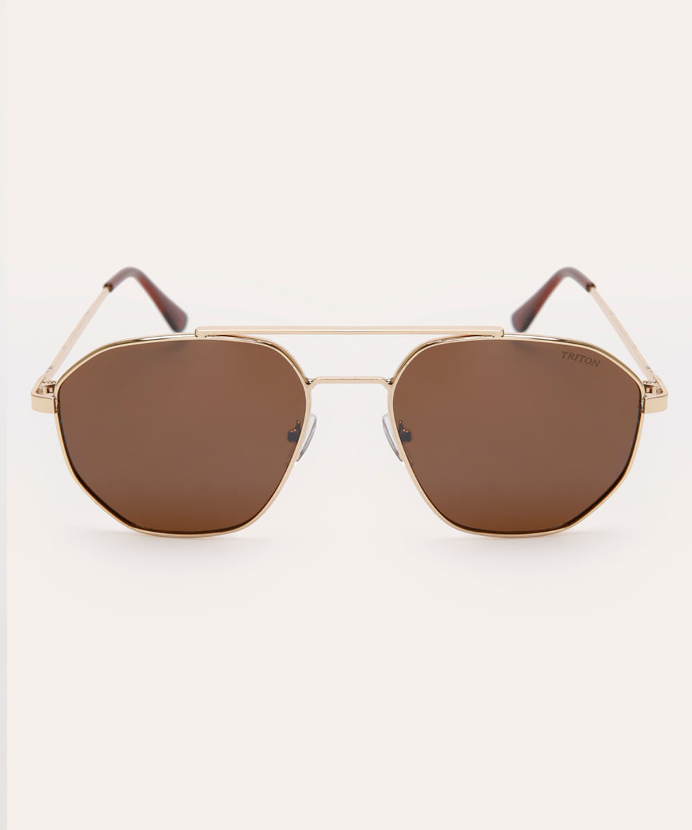 óculos de sol aviador triton dourado