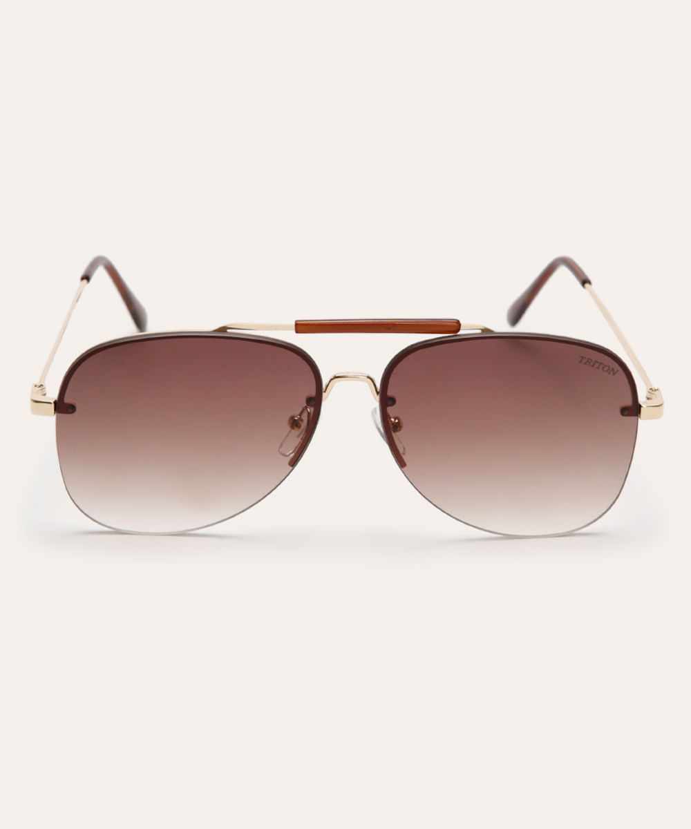 óculos de sol aviador triton dourado