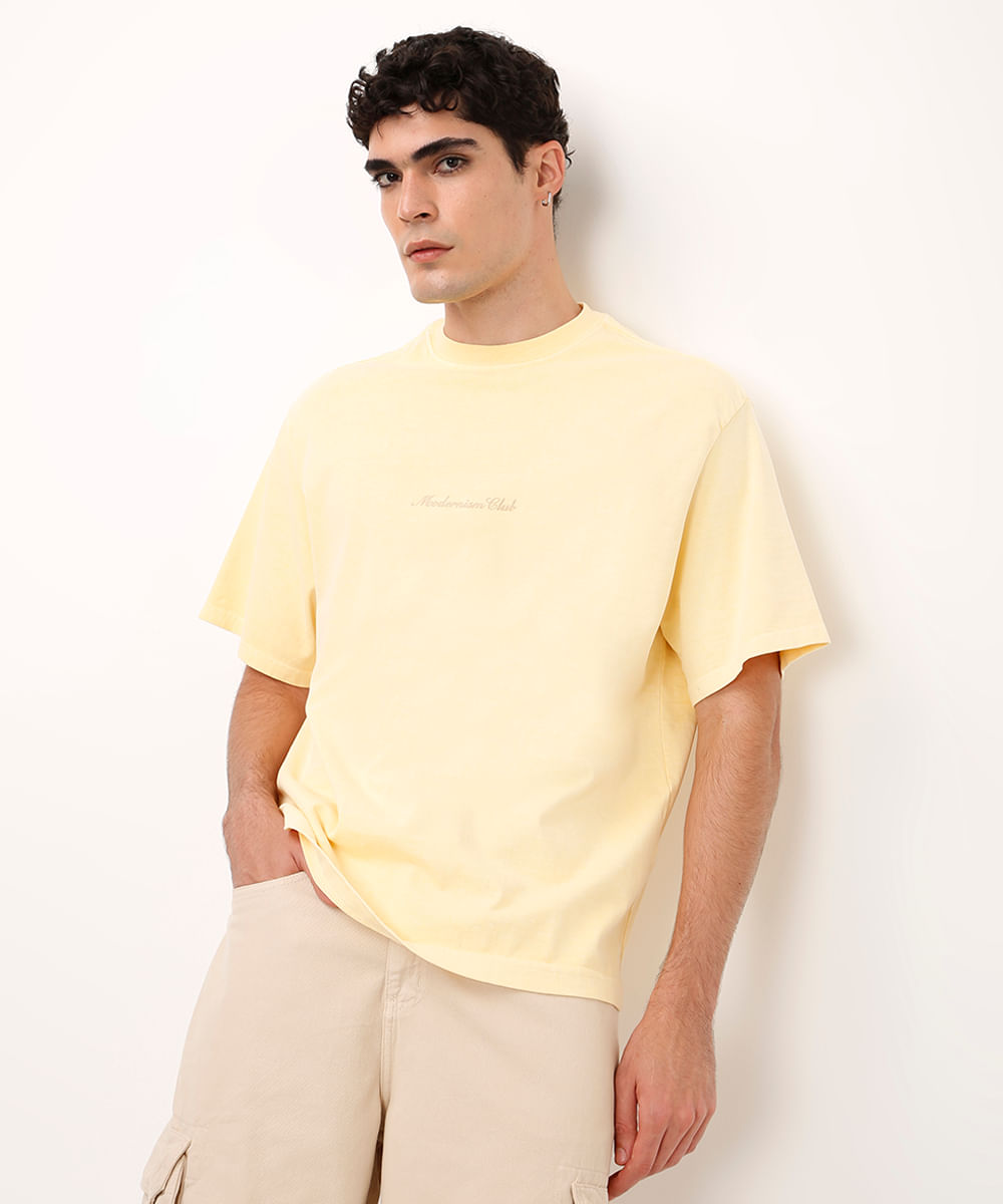 camiseta de algodão modernism club amarela