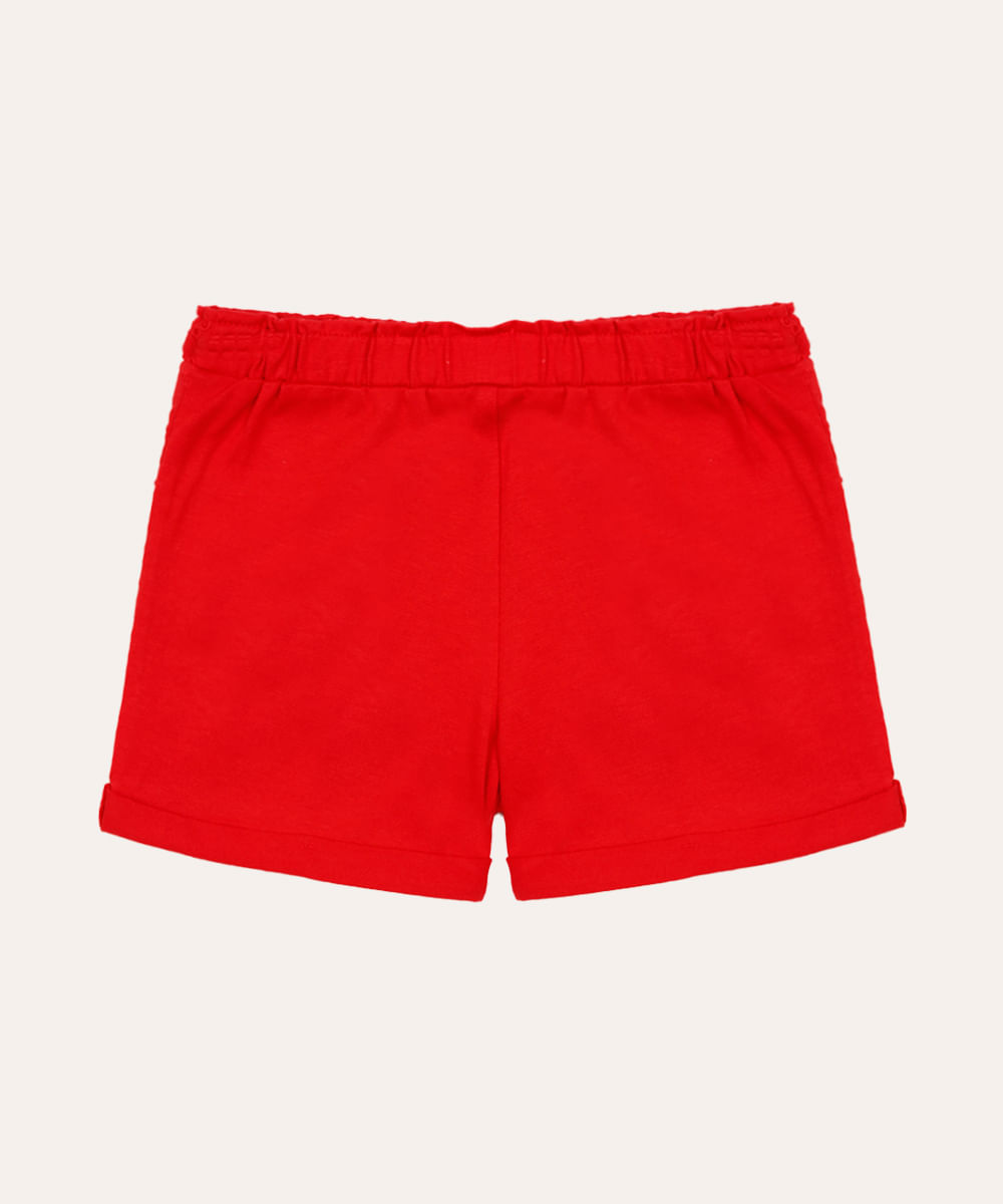 short de laise infantil floral vermelho