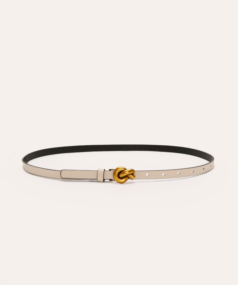 cinto fino com fivela nó off white