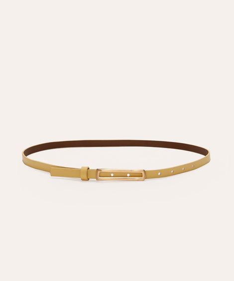 cinto skinny com fivela retangular amarelo