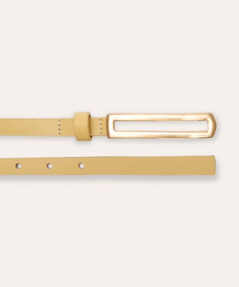 cinto skinny com fivela retangular amarelo