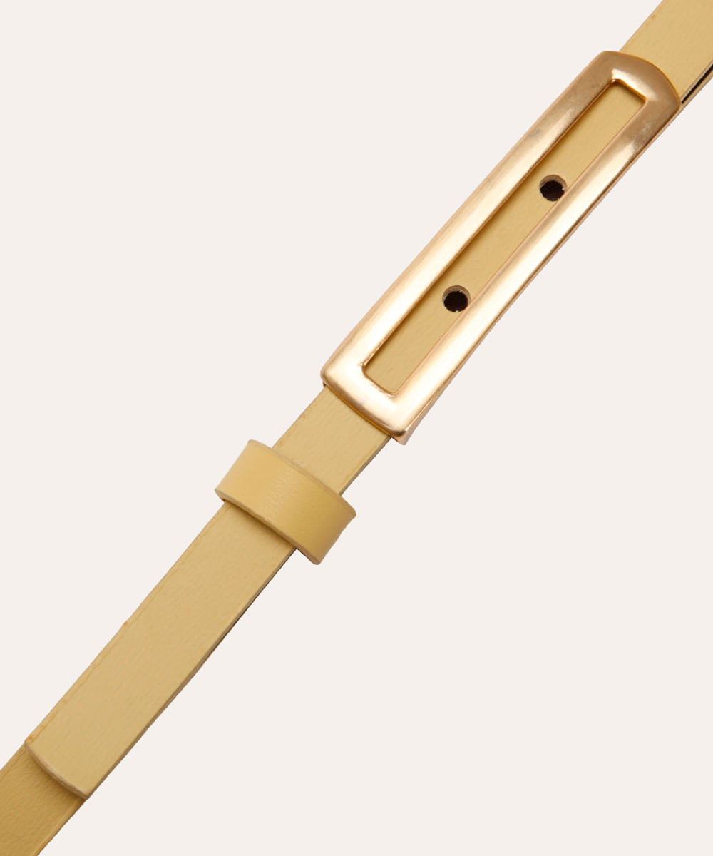 cinto skinny com fivela retangular amarelo