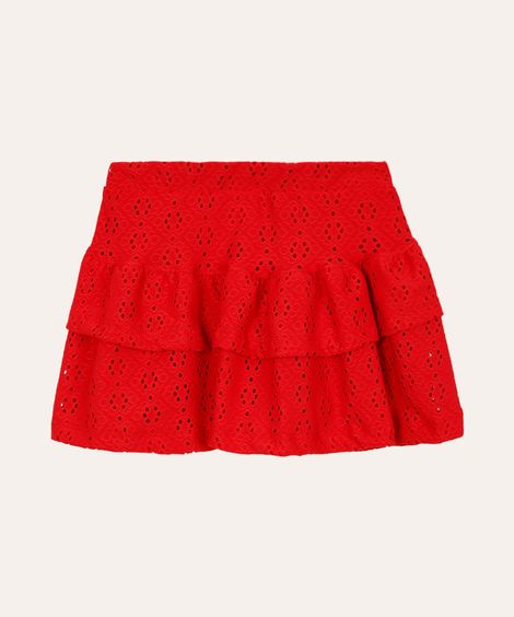 short saia de laise infantil vermelho