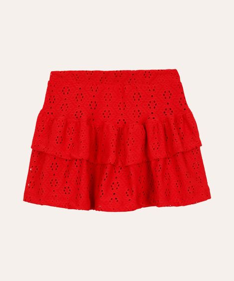 short saia de laise infantil vermelho