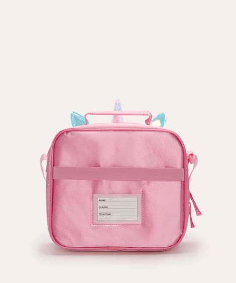lancheira térmica infantil unicórnio com paetê rosa