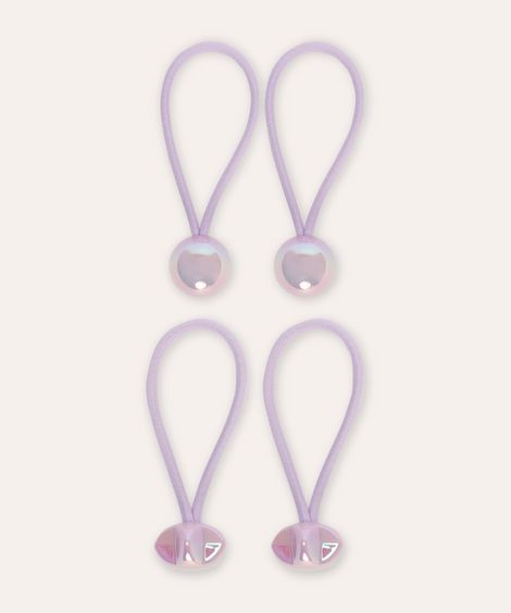 kit de 4 elásticos para cabelo infantis com acrílico holográfico lilás