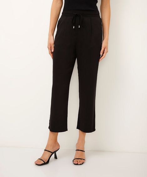 calça jogger de viscose cintura alta com ponteira preto