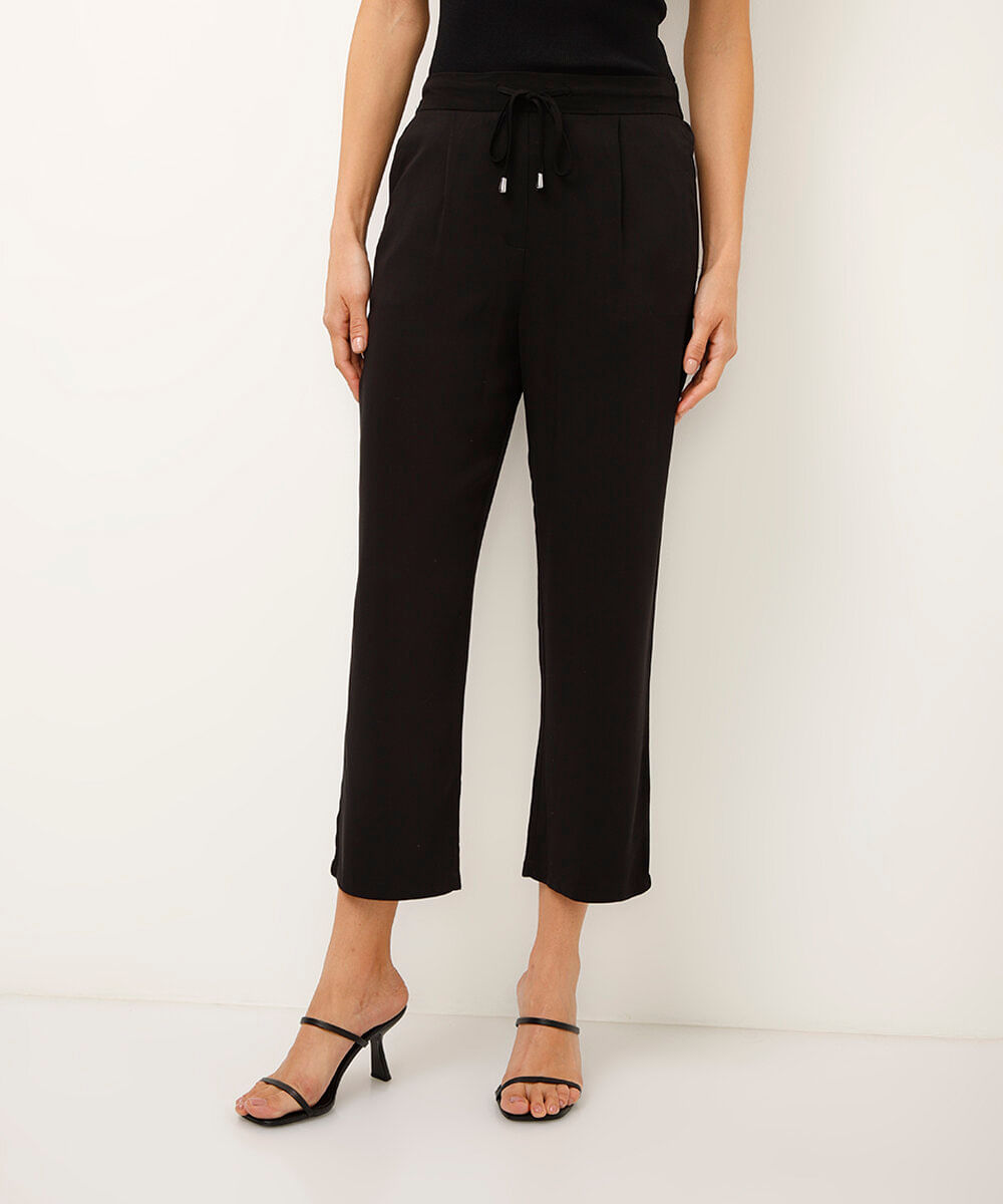 calça jogger de viscose cintura alta com ponteira preto