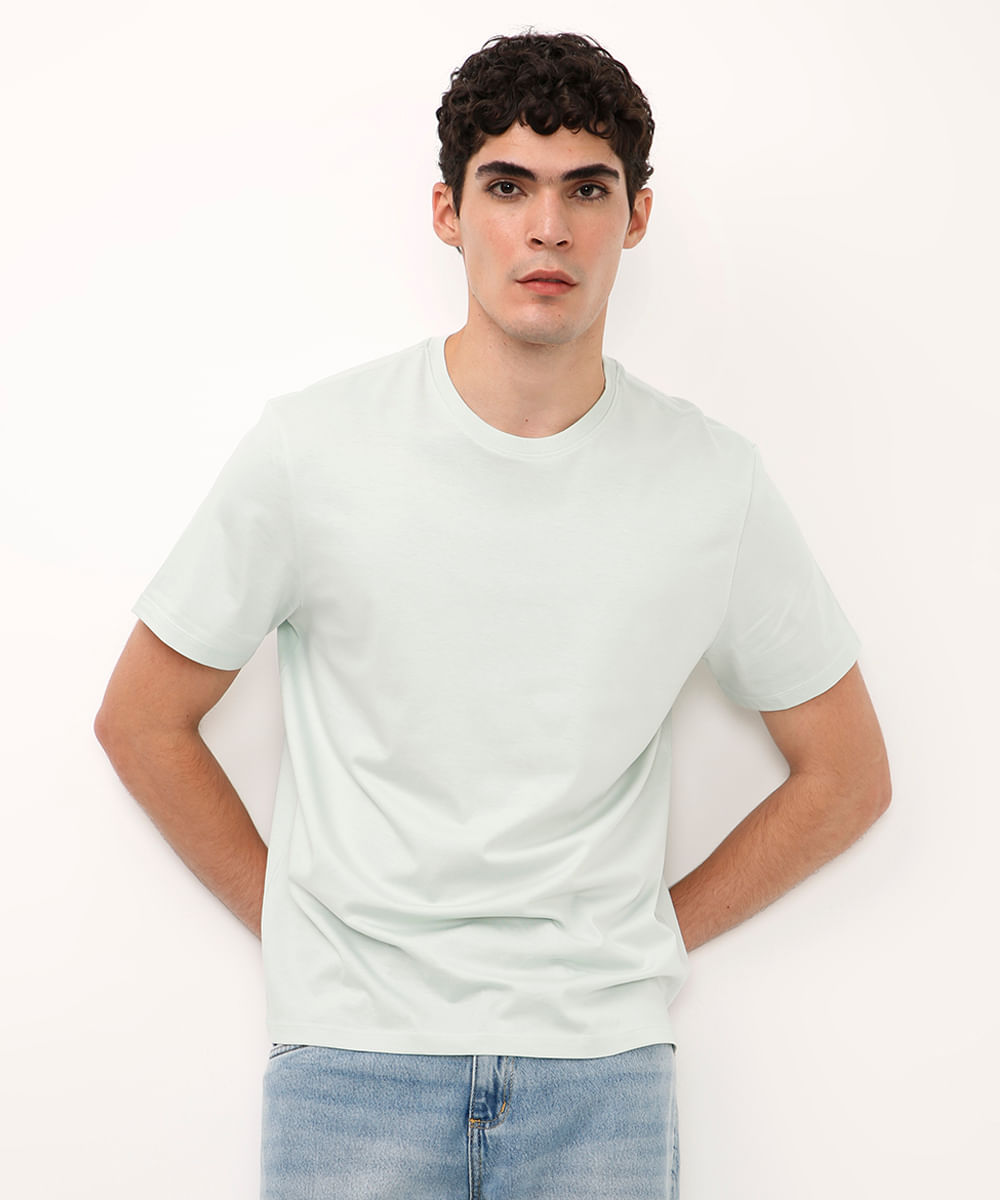 camiseta de algodão pima manga curta verde