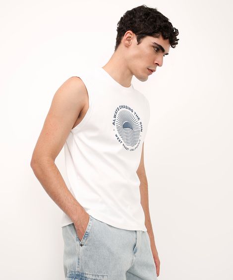 regata machão de algodão always chasing the sun off white