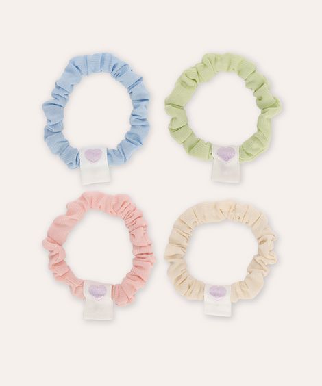 kit de 4 elásticos de cabelo infantis scrunchie colorido