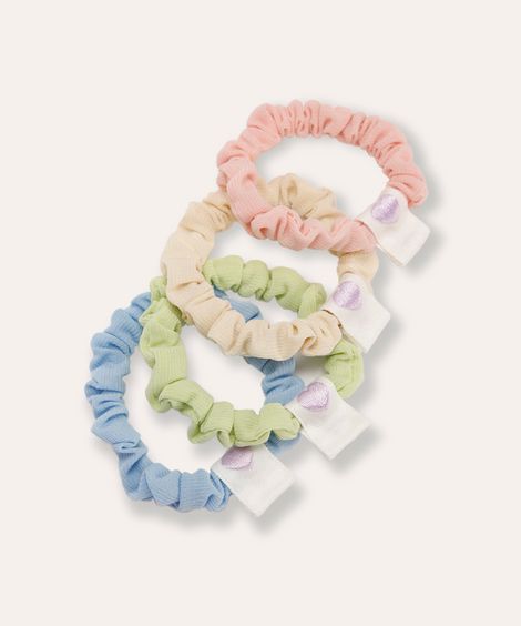 kit de 4 elásticos de cabelo infantis scrunchie colorido