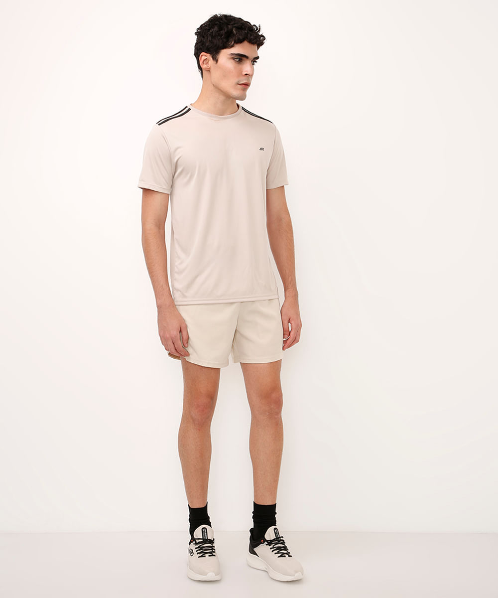 short esportivo bicolor bege