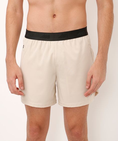 short esportivo bicolor bege