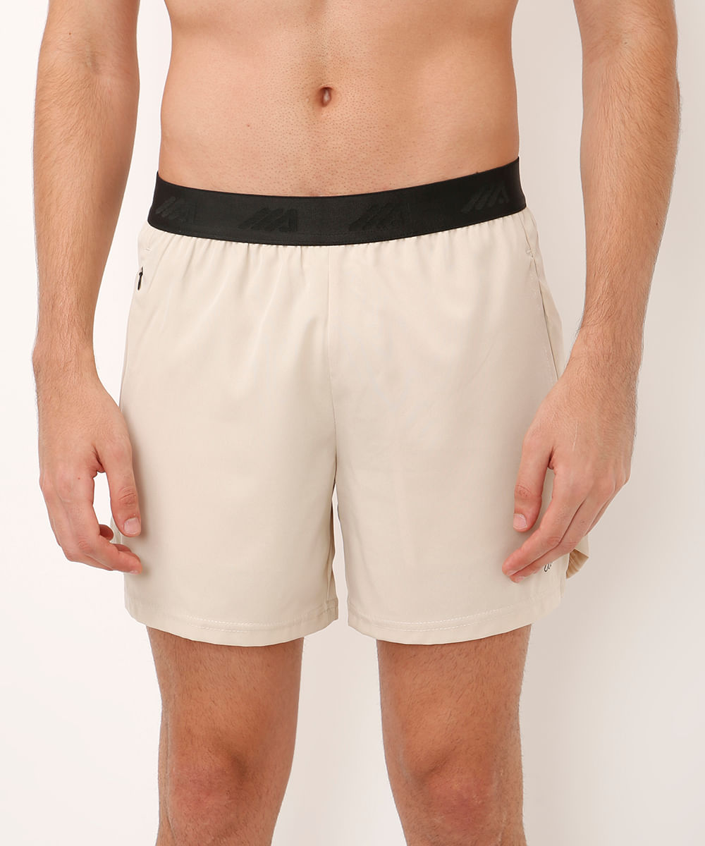 short esportivo bicolor bege
