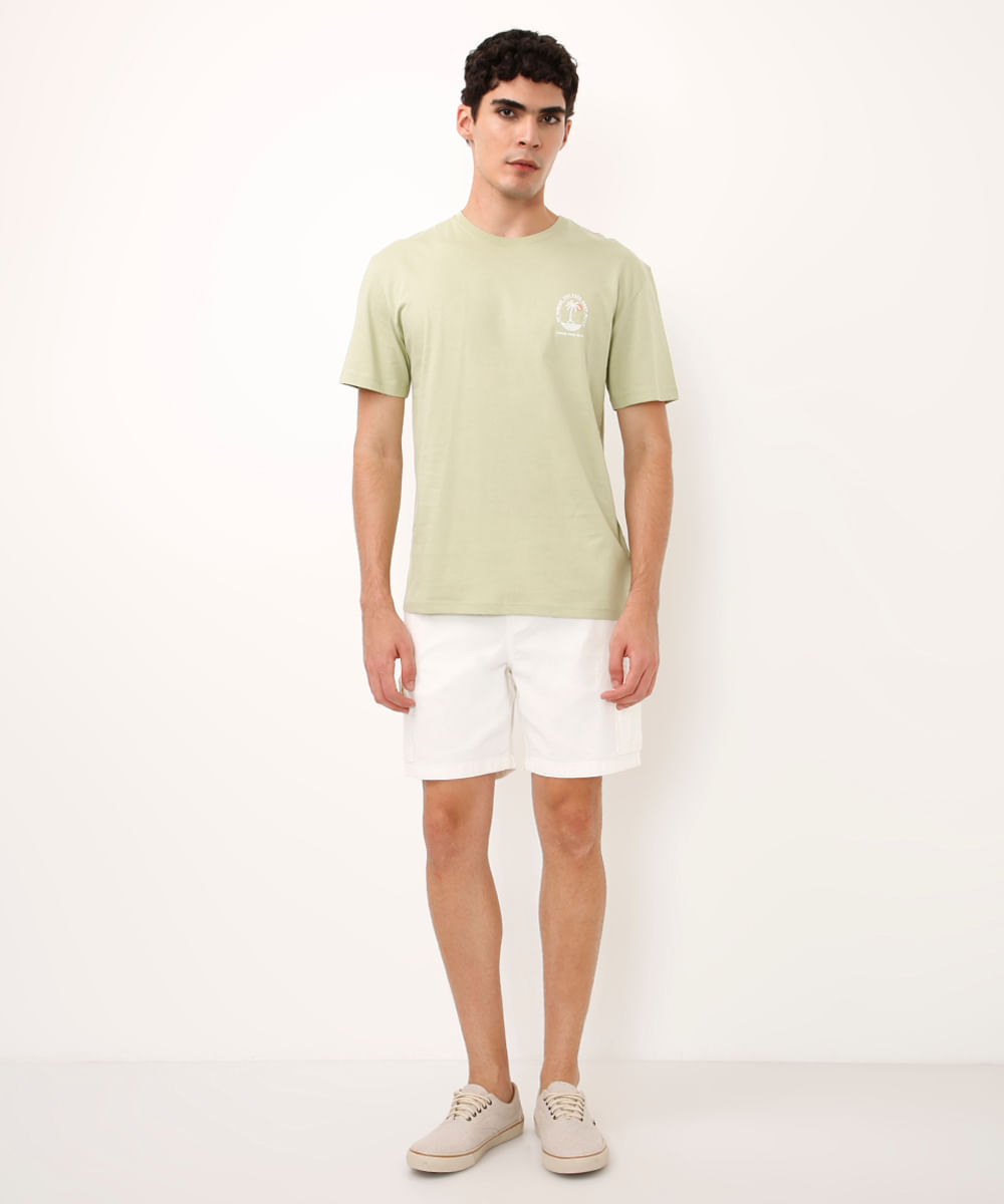 camiseta de algodão manga curta coqueiro verde